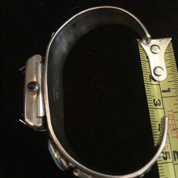 Sterling silver and turquoise watch cuff - Picture 6 of 9